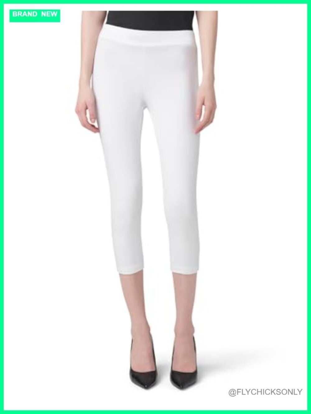 Wide Waistband Cotton Spandex Capri Leggings High Stretch